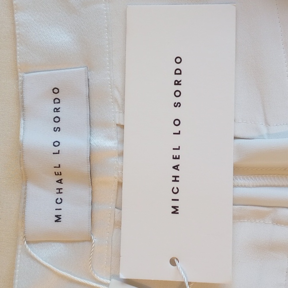 NWT Michael Lo Sordo Relaxed Silk Boy Pant 10 Wide Leg White - Picture 7 of 16